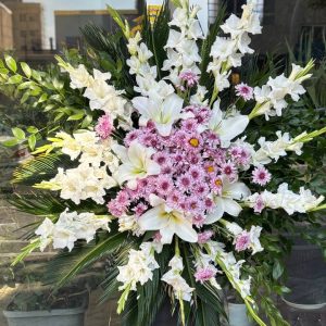 تاج گل سوسن و گلایول و داوودی